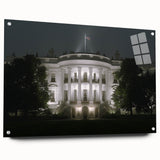 Acrylic print of the Washington DC White House in muted tones, ideal for dining room decor.