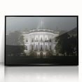 Large abstract wall art of the White House in black and white, framed in acrylic, suitable for modern office decor.