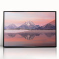 Large abstract wall art depicting the Grand Tetons, in muted earth tones on a framed acrylic.
