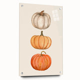 Acrylic print of a large abstract wall art depicting autumnal trees in earthy orange and red tones.