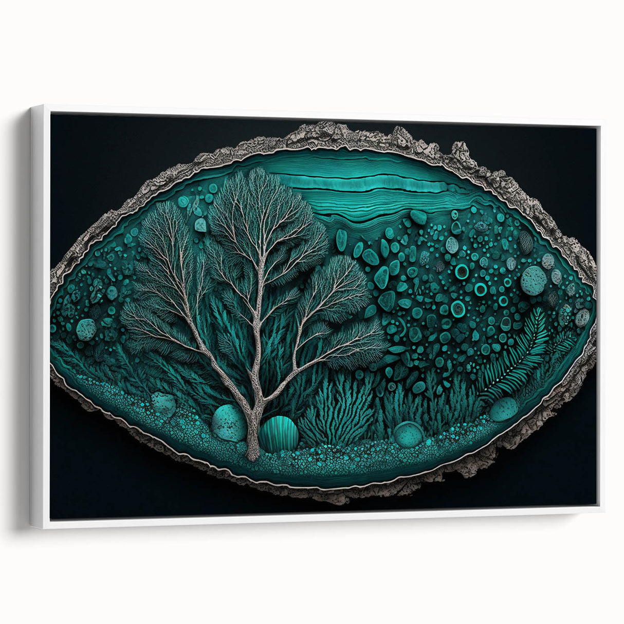 Acrylic Dining Room Artwork - Abstract Teal Geode Nature Print