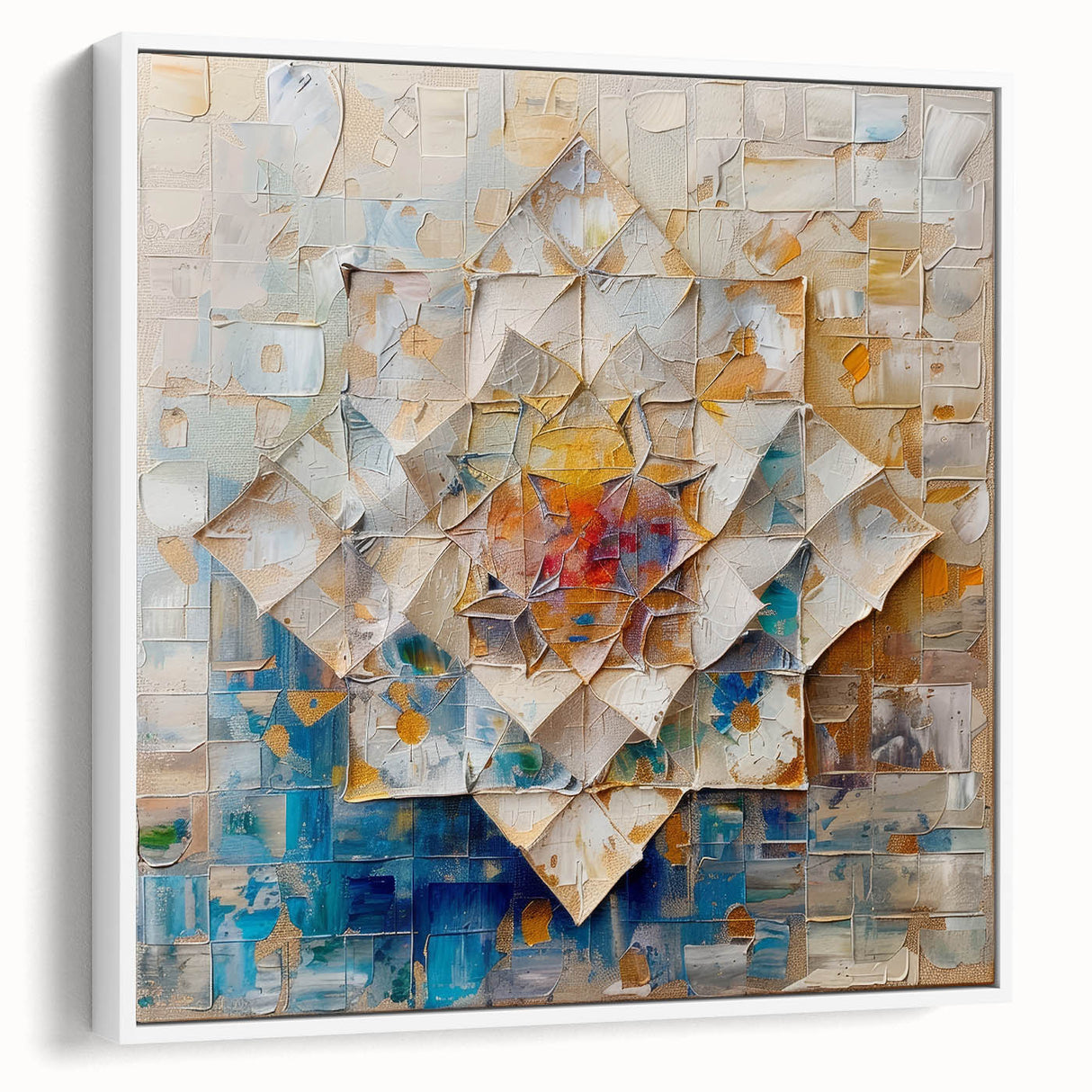 Textured Abstract Geometric Art - Modern Living Room Wall Decor