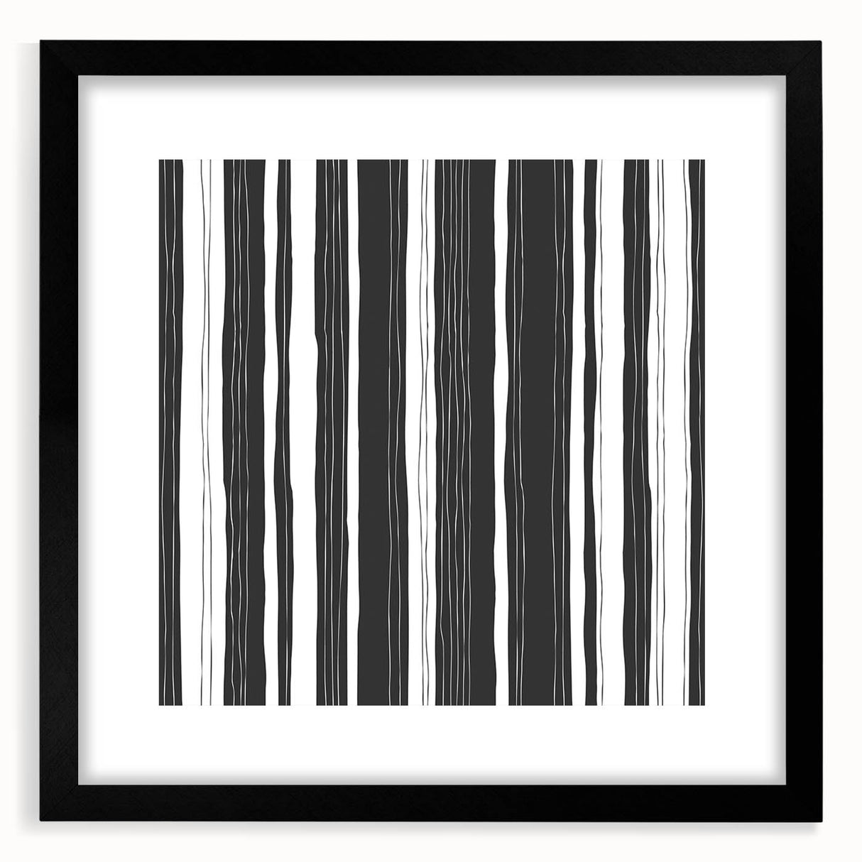 Black and White Office Wall Art – Modern Vertical Line Abstract