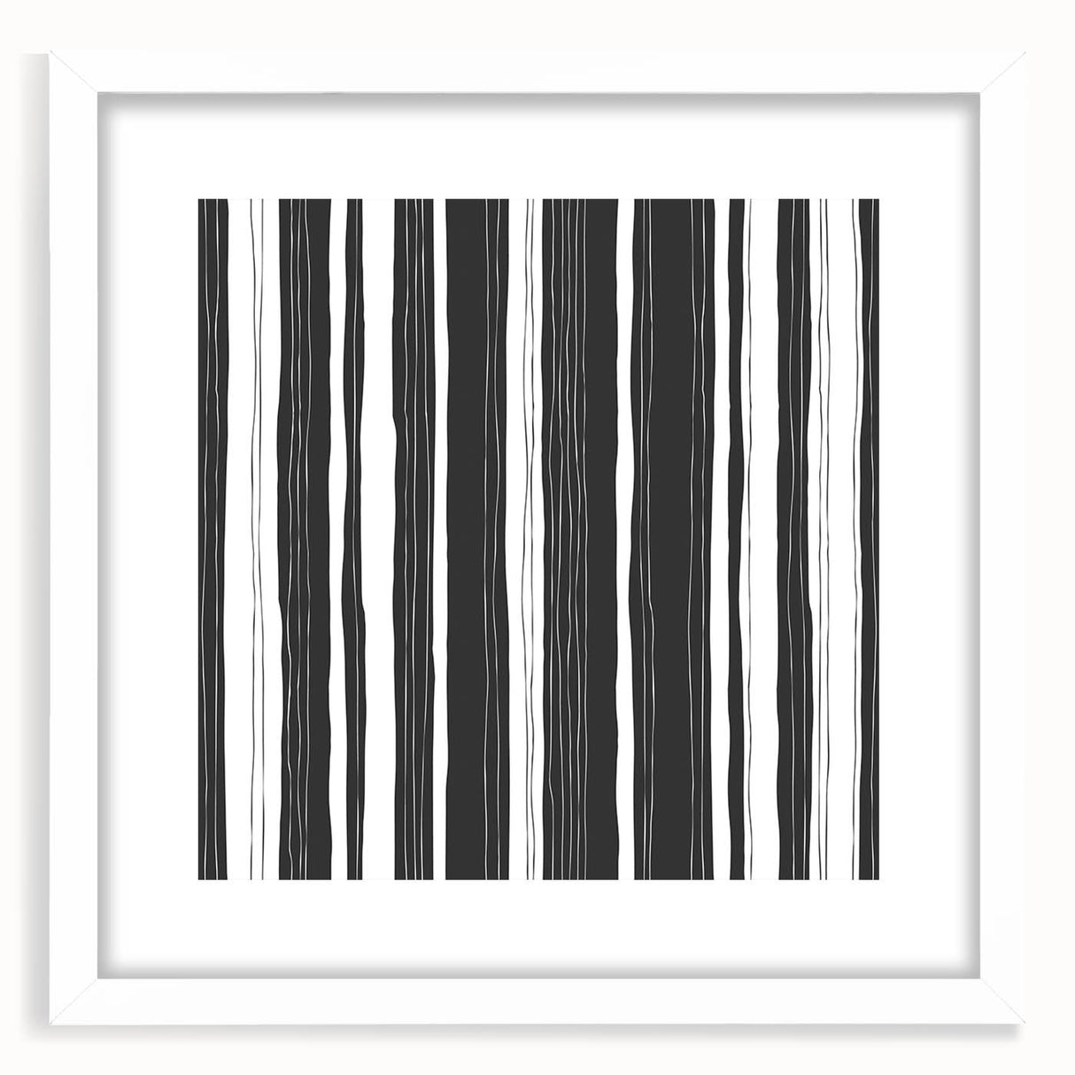 Black and White Office Wall Art – Modern Vertical Line Abstract