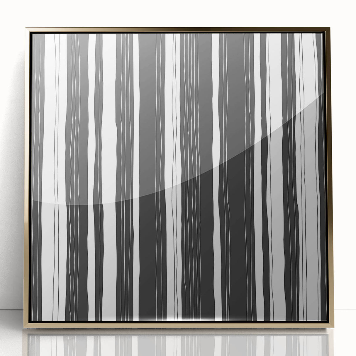 Black and White Office Wall Art – Modern Vertical Line Abstract