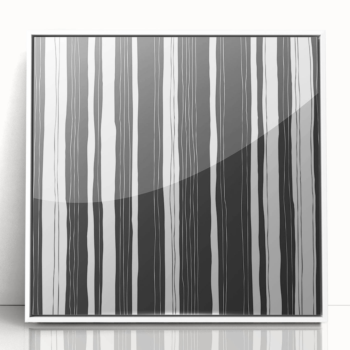 Black and White Office Wall Art – Modern Vertical Line Abstract