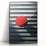 Mid-century modernist art deco poster of an architectural design in silver frame, suited for modern nursery decor.