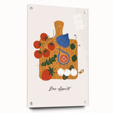 Acrylic print of assorted fruits in vibrant colors, ideal for dining room decor.