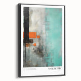 Black and white landscape art on framed canvas featuring a minimalist vintage poster design, ideal for bedroom decor.