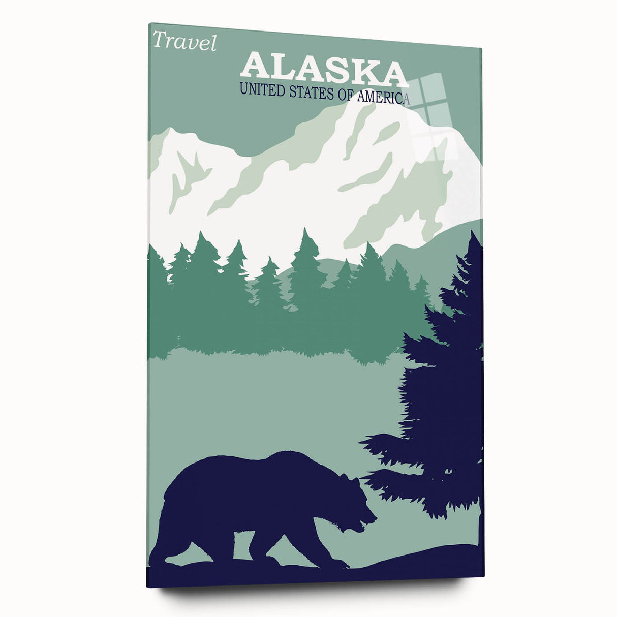 Alaska Retro Travel Poster Art | Vintage Mountain Bear Print