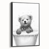 Bathroom Art Prints - Playful Bear in Bathtub