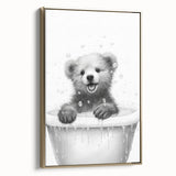 Bathroom Art Prints - Playful Bear in Bathtub