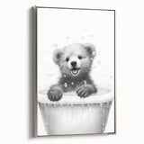 Bathroom Art Prints - Playful Bear in Bathtub