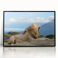 Large abstract wall art depicting a Kenyan scenery in muted earth tones, framed in black acrylic.