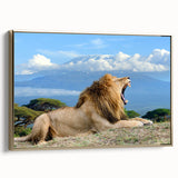 Framed canvas landscape art painting depicting a vibrant Kenyan scenery, ideal for living room decor.