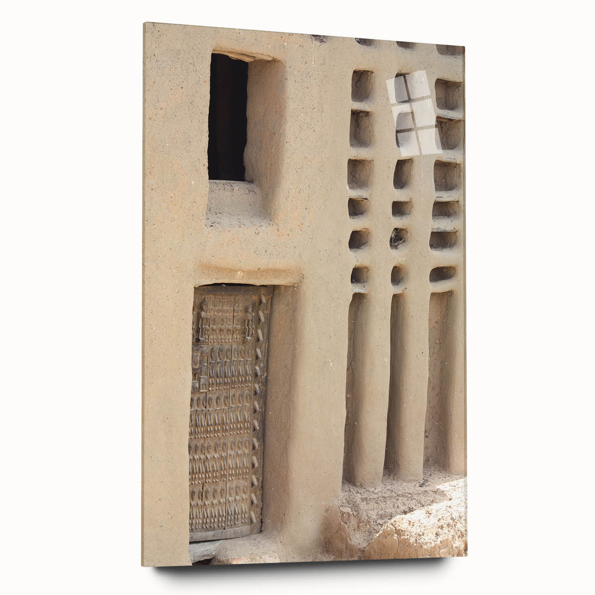 Acrylic print of a large abstract Mali scenery in earthy tones, ideal for bedroom or dining room art.