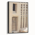 Black and white landscape art of Mali on framed canvas, ideal for bedroom decor, showcasing a vintage poster style.