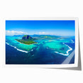 Extra large rolled print of a serene Mauritius landscape with lush greenery and vibrant blue sky.