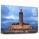 Large abstract depiction of a Moroccan landscape in muted earth tones on acrylic glass.