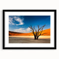 Extra large abstract art print of a colorful, textured African scenery on a framed canvas, ideal for living room decor.