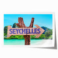 Extra large rolled print featuring Seychelles scenery with vibrant greens and blues, ideal for dining room wall art.