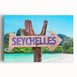 Black and white scenic photo of Seychelles on stretched canvas, ideal for kitchen wall art or bedroom ambiance.