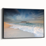 Black and white framed canvas of a South African landscape, ideal for bedroom wall art.
