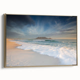 Framed canvas wall art depicting a vintage-style South African landscape in muted gold and black tones.