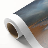 Art Deco style poster of a South African landscape on rolled canvas, with muted earth tones, ideal for nursery wall art.