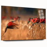 Large abstract wall art of Zambia scenery on acrylic glass, with earth tones, ideal for bedroom or dining room decor.