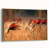 Framed canvas featuring a vintage-style African landscape with muted earth tones, ideal for bedroom wall decor.
