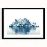 Extra large framed wall art of an abstract Antarctic scenery in vibrant blue and white tones, ideal for living room decor.