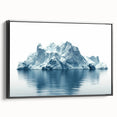 Black and white wall art featuring an Antarctic landscape on framed canvas, suitable for bedroom decor.