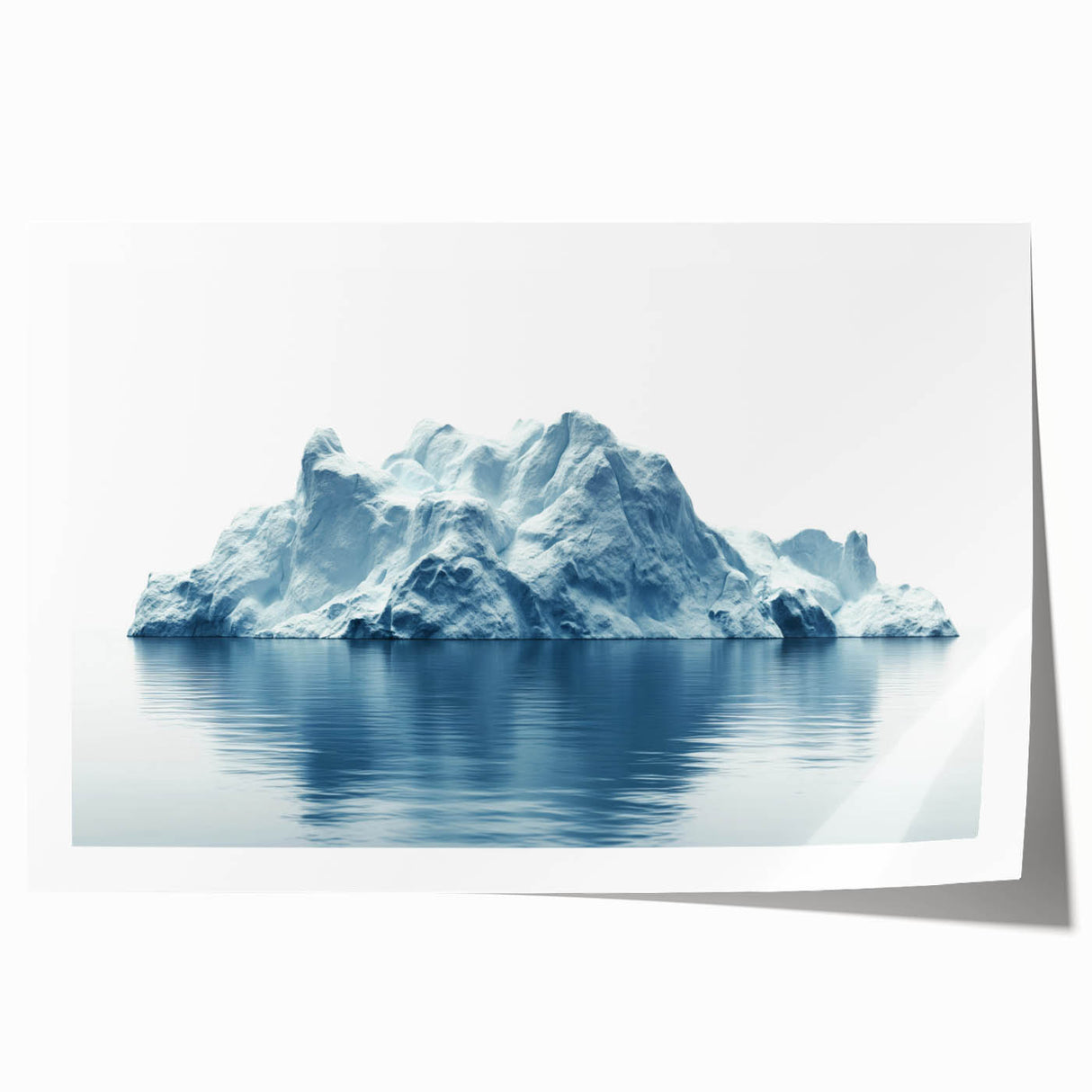 Antarctic landscape rolled print depicting icy mountains and deep blue skies, ideal for dining room wall art.