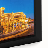 Extra large framed canvas featuring a textured, colorful abstract pattern on a black background.