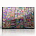 Large abstract wall art depicting a Bangladesh scenery in mid-century modernist style, with a muted color palette.