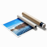 Rolled print of Cambodian scenery with vibrant floral elements, ideal for classy bathroom wall art.