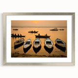 Textured abstract art print depicting a silver-framed Indian landscape in muted earth tones, suitable for bedroom art.