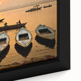 Extra large framed canvas depicting a vibrant, textured scene of an Indian marketplace in black with colorful accents.