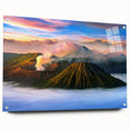 Large abstract wall art of an Indonesian landscape in muted earth tones on acrylic glass.
