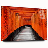 Acrylic print of a Kyoto landscape in muted earth tones, suitable for bedroom or dining room decor.