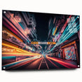 Acrylic print of Tokyo skyline in muted gray and blue tones, suitable for bedroom or dining room decor.