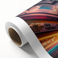 Art deco poster of Tokyo skyline in pastel shades on rolled canvas, ideal for nursery wall art.