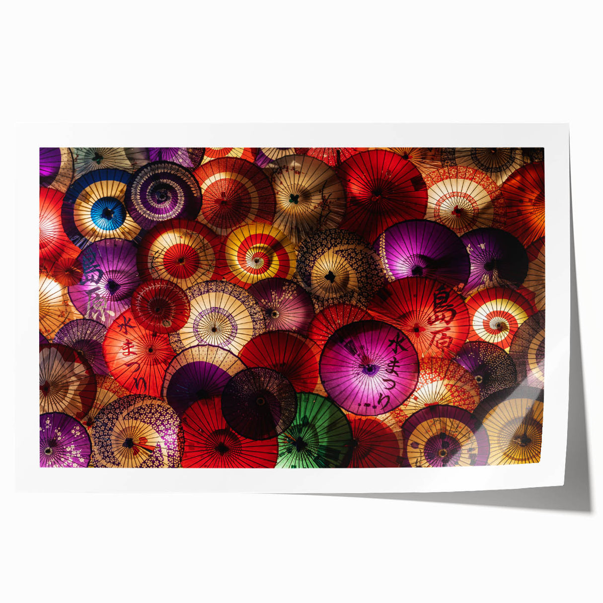 Extra large rolled print of a Japanese floral scenery in muted earth tones, ideal for dining room wall art.