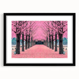 Extra large framed abstract art print featuring colorful, textured Korean scenery, ideal for living room decor.