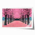 Extra large rolled print of a serene Korean landscape with soft pink florals, ideal for dining room wall art.