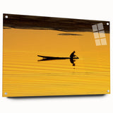 Acrylic print of a Laos landscape in muted earth tones, ideal for dining room decor.