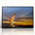 Large abstract wall art depicting a vibrant Malaysian landscape in acrylic, framed in black, suitable for modern decor.