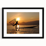 Extra large abstract art print featuring vibrant, colorful depiction of a Myanmar scenery on textured canvas.