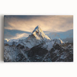 Black and white photo of Mount Everest on stretched canvas, ideal for kitchen wall art.